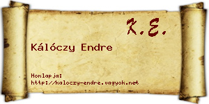 Kálóczy Endre névjegykártya